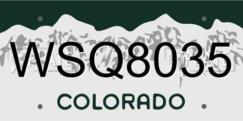 WSQ8035 Colorado License Plate