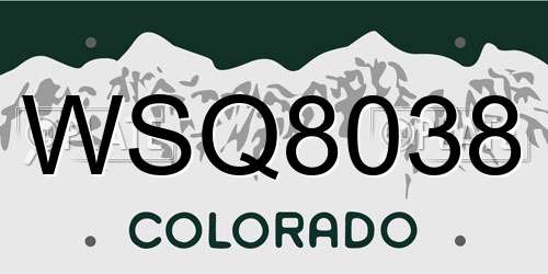 WSQ8038 Colorado License Plate