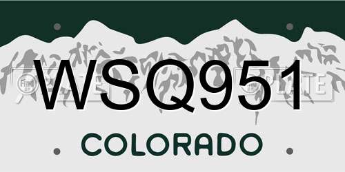 WSQ951 Colorado License Plate