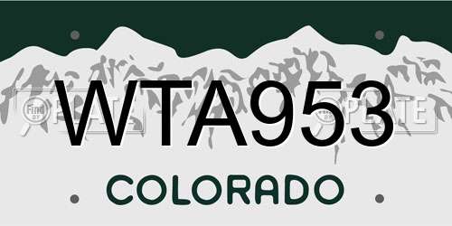 WTA953 Colorado License Plate