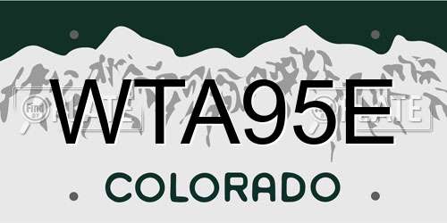 WTA95E Colorado License Plate