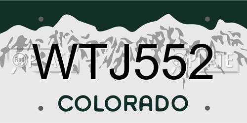 WTJ552 Colorado License Plate