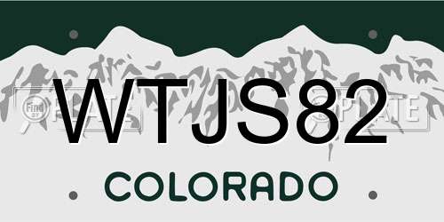 WTJS82 Colorado License Plate