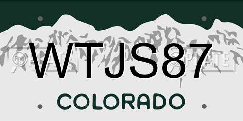 WTJS87 Colorado License Plate