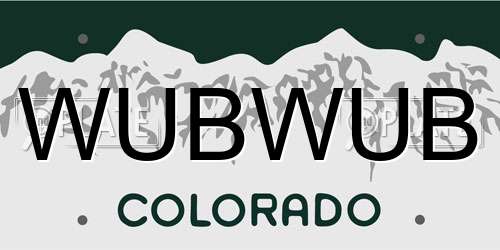 WUBWUB Colorado License Plate
