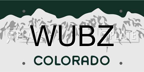 WUBZ Colorado License Plate