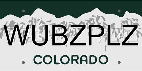 WUBZPLZ Colorado License Plate