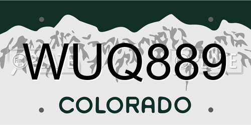 WUQ889 Colorado License Plate