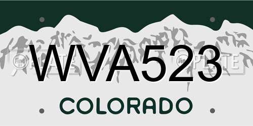 WVA523 Colorado License Plate