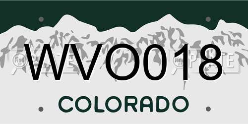 WVO018 Colorado License Plate