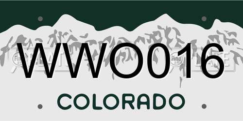 WWO016 Colorado License Plate