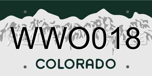WWO018 Colorado License Plate