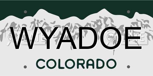 WYADOE Colorado License Plate
