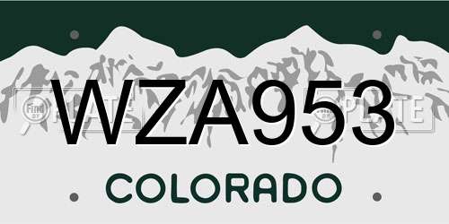 WZA953 Colorado License Plate