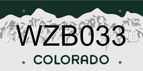 WZB033 Colorado License Plate