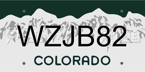WZJB82 Colorado License Plate