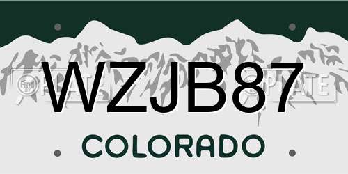 WZJB87 Colorado License Plate