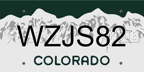 WZJS82 Colorado License Plate