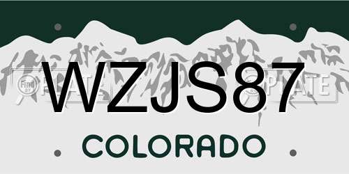 WZJS87 Colorado License Plate