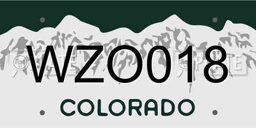 WZO018 Colorado License Plate