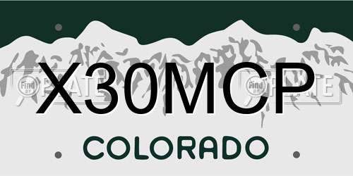 X30MCP Colorado License Plate