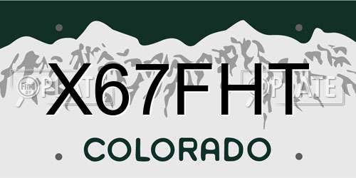 X67FHT Colorado License Plate