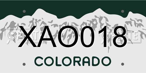 XAO018 Colorado License Plate