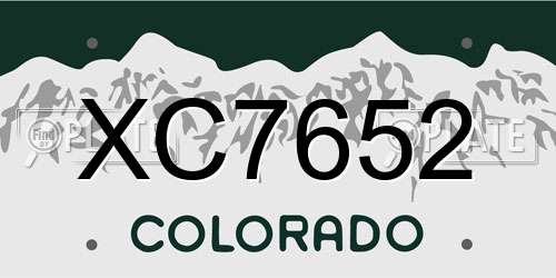 XC7652 Colorado License Plate
