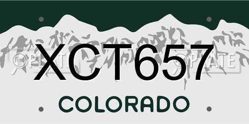 XCT657 Colorado License Plate