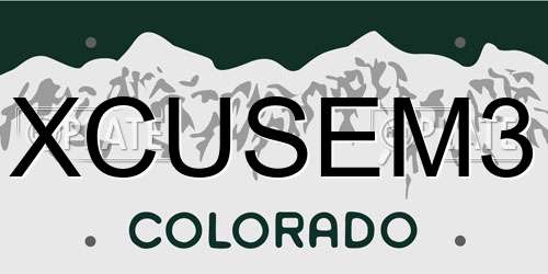 XCUSEM3 Colorado License Plate