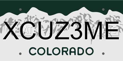 XCUZ3ME Colorado License Plate