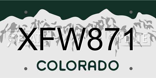 XFW871 Colorado License Plate