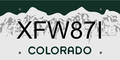 XFW87I Colorado License Plate