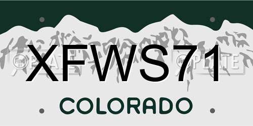 XFWS71 Colorado License Plate