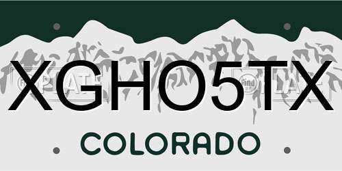 XGHO5TX Colorado License Plate