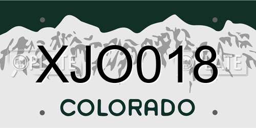 XJO018 Colorado License Plate