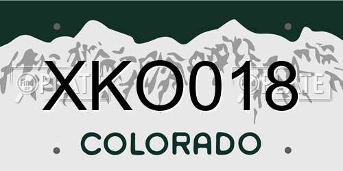 XKO018 Colorado License Plate