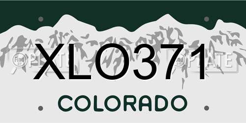 XLO371 Colorado License Plate