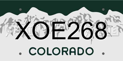 XOE268 Colorado License Plate