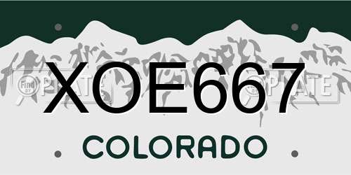 XOE667 Colorado License Plate