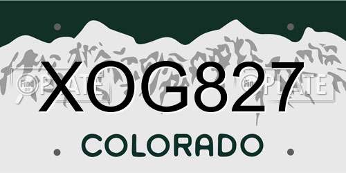 XOG827 Colorado License Plate