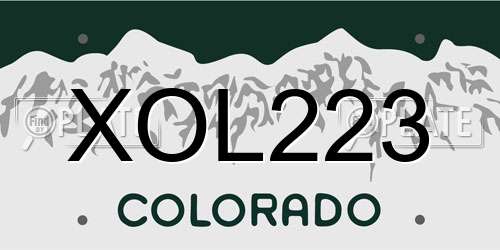 XOL223 Colorado License Plate
