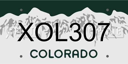 XOL307 Colorado License Plate