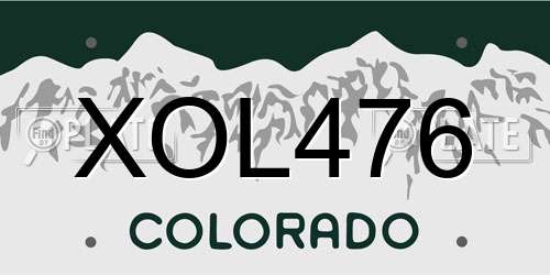 XOL476 Colorado License Plate