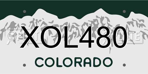 XOL480 Colorado License Plate