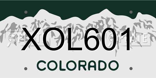 XOL601 Colorado License Plate