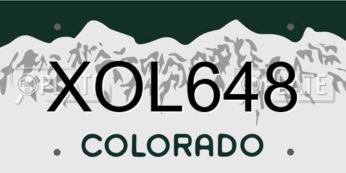 XOL648 Colorado License Plate