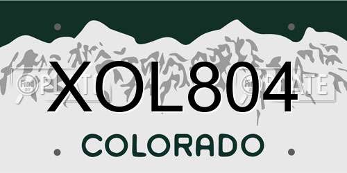 XOL804 Colorado License Plate