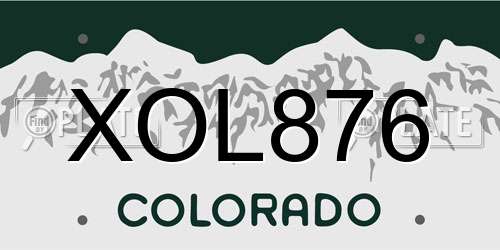 XOL876 Colorado License Plate