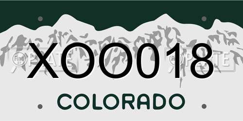 XOO018 Colorado License Plate